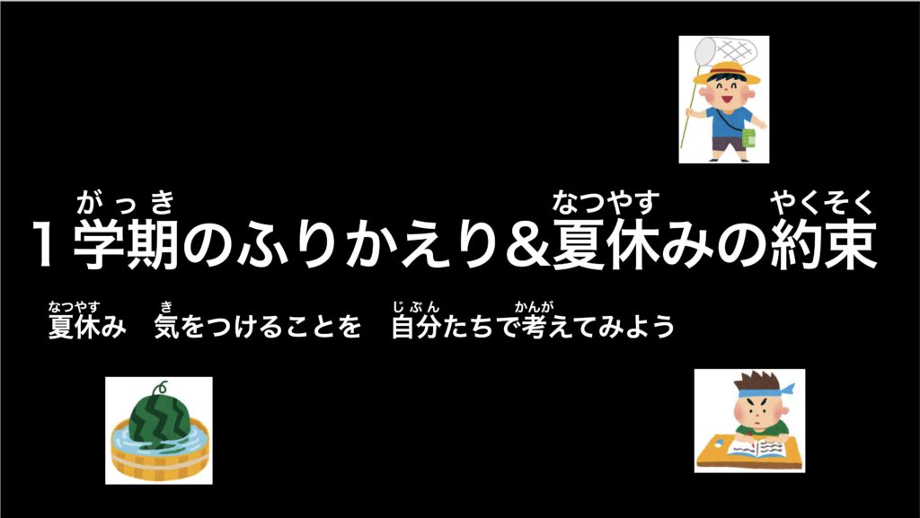スライド教材 １学期振り返り 夏休みの約束 約束 を自分で考えてみんなに紹介しよう ダッシュニンの特別支援教材室